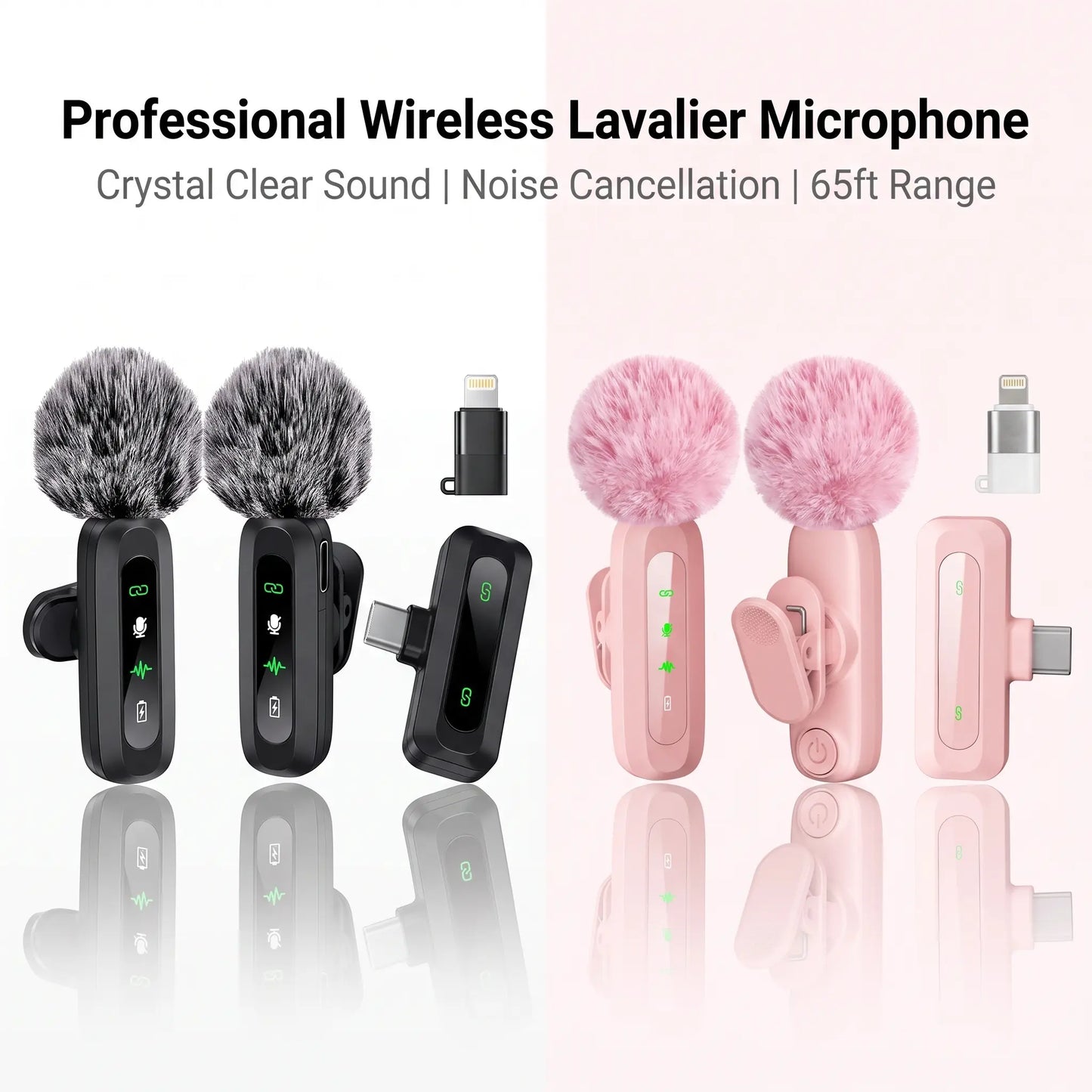 HITOZON Professional Wireless Lavalier Microphone - Rechargeable Lapel Mic with Lightning, Built-In Li-Ion Battery, Multi-Device Compatibility, Manufacturer Warranty for Iphone, Android, Cameras, Plug-And-Play Omnidirectional Condenser for Video Recording