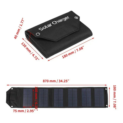 Folding Solar Panel 60W/80W/100W USB 5V Solar Charger Portable Solar Battery Power Bank for Outdoor Camping Hiking + Cable