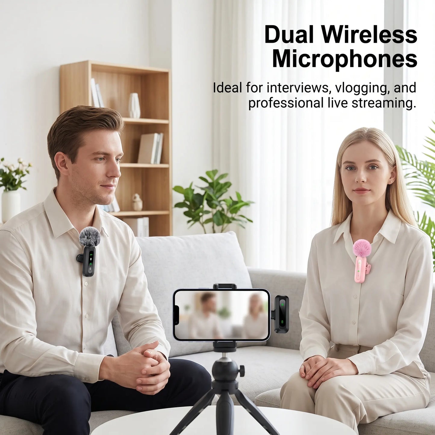 HITOZON Professional Wireless Lavalier Microphone - Rechargeable Lapel Mic with Lightning, Built-In Li-Ion Battery, Multi-Device Compatibility, Manufacturer Warranty for Iphone, Android, Cameras, Plug-And-Play Omnidirectional Condenser for Video Recording