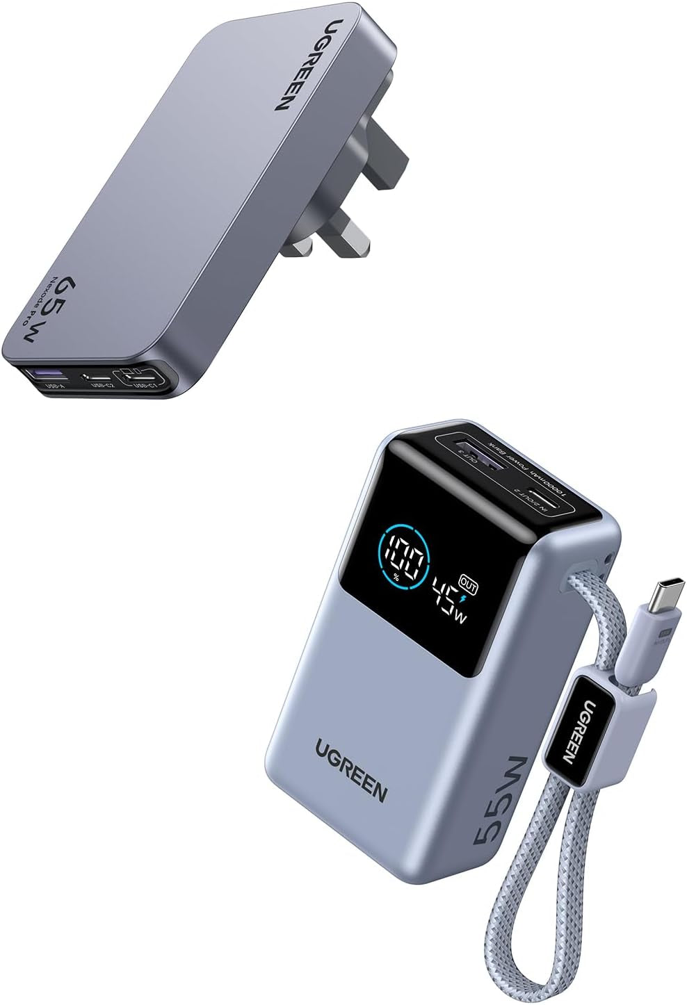 65W USB-C Travel Charger and 55W 10,000mAh Power Bank