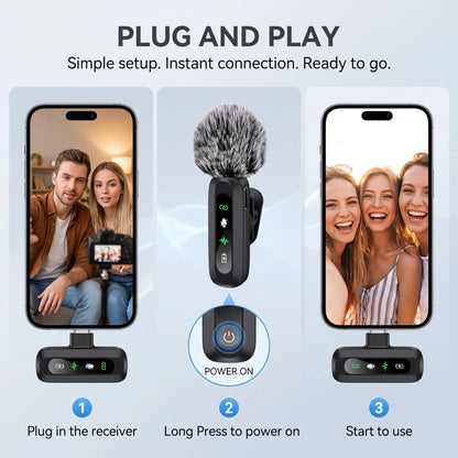 HITOZON Professional Wireless Lavalier Microphone - Rechargeable Lapel Mic with Lightning, Built-In Li-Ion Battery, Multi-Device Compatibility, Manufacturer Warranty for Iphone, Android, Cameras, Plug-And-Play Omnidirectional Condenser for Video Recording