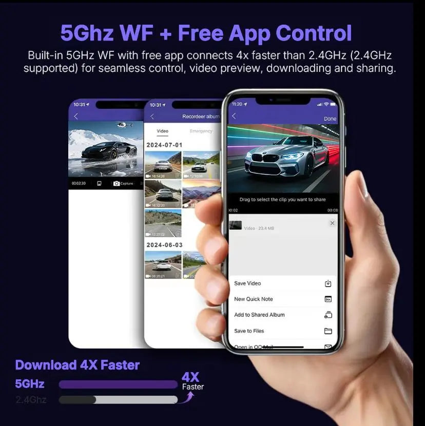 4 Channel Dash Cam with 360° Surround View Includes FREE OBD Cable for 24/7 Parking Monitor 4 Lens Front Rear inside Left Right Recording 3" Display, Built-In Wifi, 64GB Card Clear Night Vision, Hdr，Automotive Driving Recorder