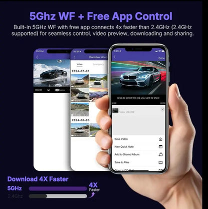 4 Channel Dash Cam with 360° Surround View Includes FREE OBD Cable for 24/7 Parking Monitor 4 Lens Front Rear inside Left Right Recording 3" Display, Built-In Wifi, 64GB Card Clear Night Vision, Hdr，Automotive Driving Recorder