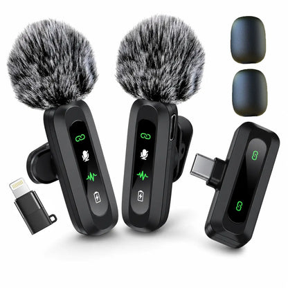 HITOZON Professional Wireless Lavalier Microphone - Rechargeable Lapel Mic with Lightning, Built-In Li-Ion Battery, Multi-Device Compatibility, Manufacturer Warranty for Iphone, Android, Cameras, Plug-And-Play Omnidirectional Condenser for Video Recording