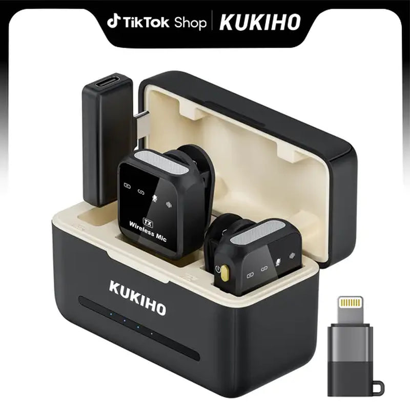 Summer Sale！Kukiho Wireless Lavalier Microphone for Iphone Ipad Android with Charging Case Audio Smartphone Audio Smartphone
