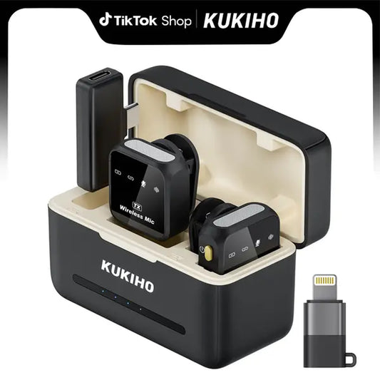 Summer Sale！Kukiho Wireless Lavalier Microphone for Iphone Ipad Android with Charging Case Audio Smartphone Audio Smartphone