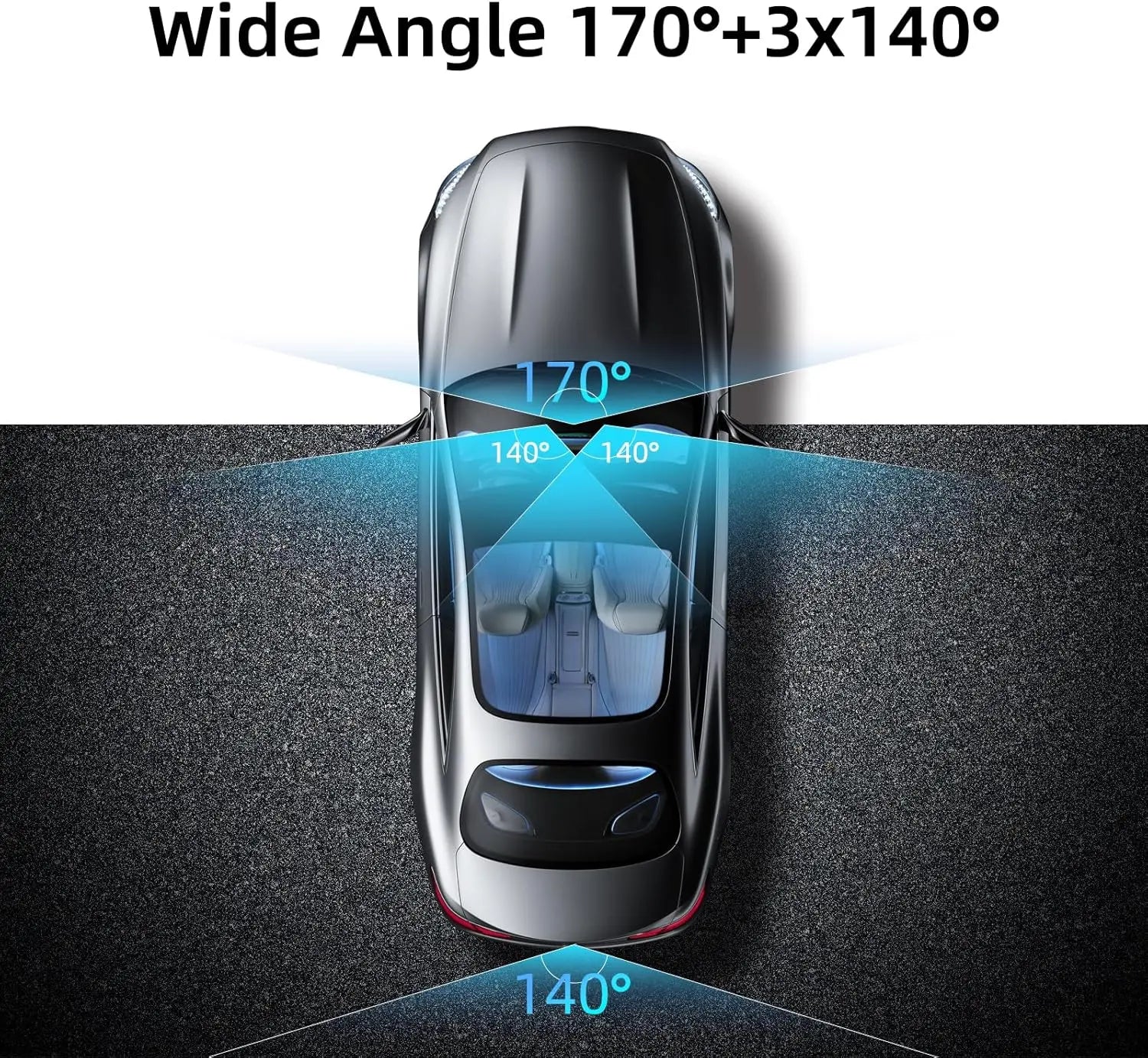 4 Channel Dash Cam with 360° Surround View Includes FREE OBD Cable for 24/7 Parking Monitor 4 Lens Front Rear inside Left Right Recording 3" Display, Built-In Wifi, 64GB Card Clear Night Vision, Hdr，Automotive Driving Recorder