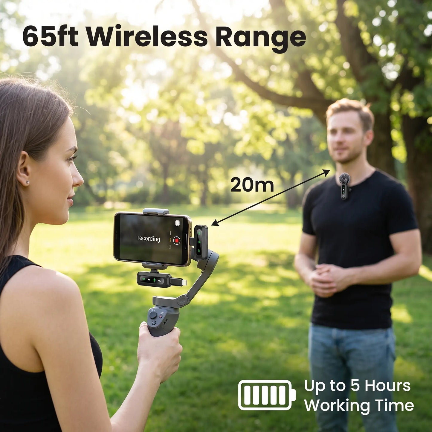 HITOZON Professional Wireless Lavalier Microphone - Rechargeable Lapel Mic with Lightning, Built-In Li-Ion Battery, Multi-Device Compatibility, Manufacturer Warranty for Iphone, Android, Cameras, Plug-And-Play Omnidirectional Condenser for Video Recording