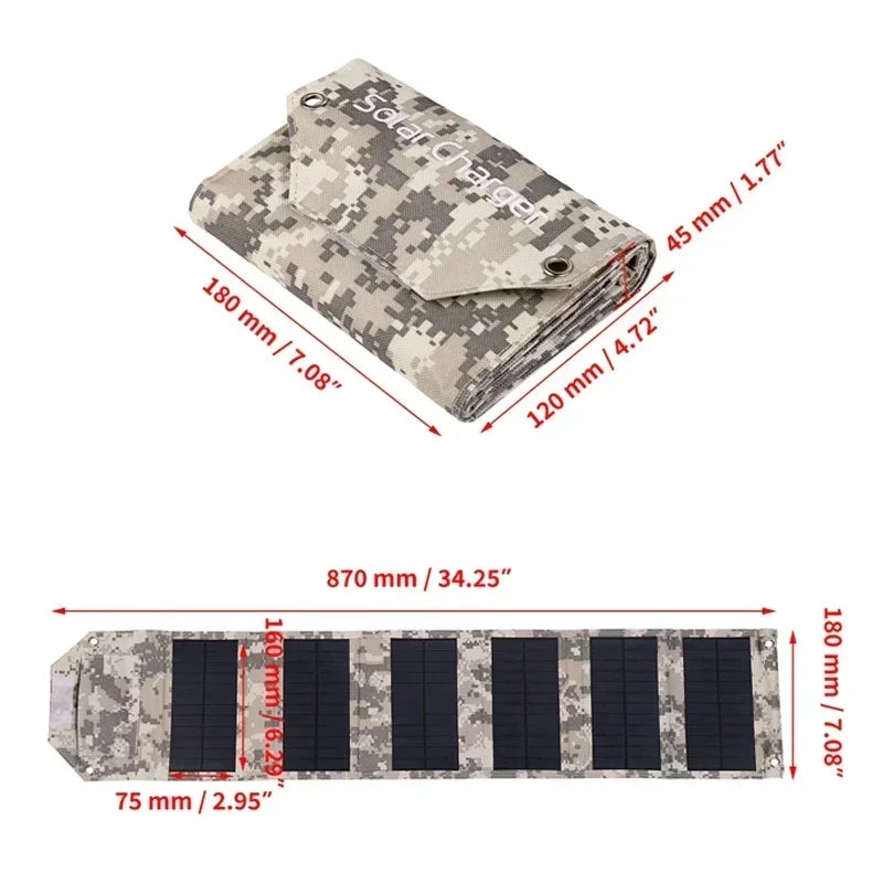 Folding Solar Panel 60W/80W/100W USB 5V Solar Charger Portable Solar Battery Power Bank for Outdoor Camping Hiking + Cable