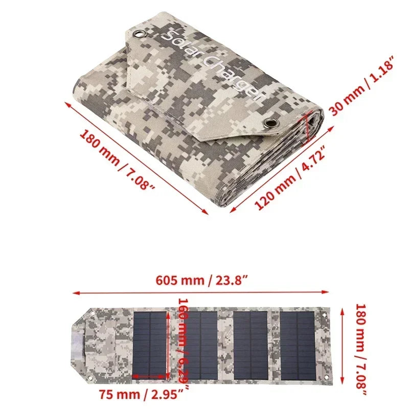 Folding Solar Panel 60W/80W/100W USB 5V Solar Charger Portable Solar Battery Power Bank for Outdoor Camping Hiking + Cable