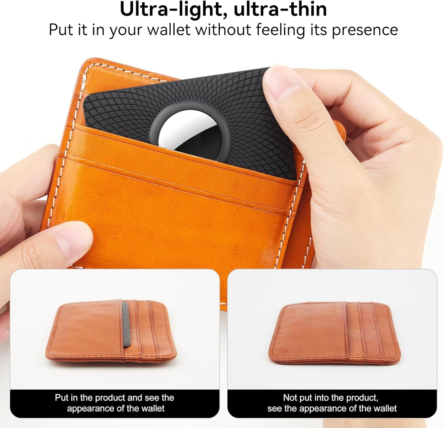 Compatible with Apple Airtag (1St & 2Nd Generation), Ultra Thin Airtag Wallet Holder 2 Pack, Slim Airtag Card Holder Case for Purse, Handbag, Backpack, or Clutch