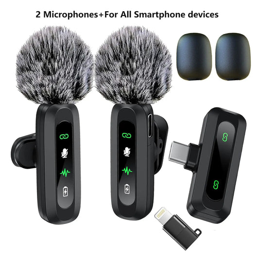HITOZON Professional Wireless Lavalier Microphone - Rechargeable Lapel Mic with Lightning, Built-In Li-Ion Battery, Multi-Device Compatibility, Manufacturer Warranty for Iphone, Android, Cameras, Plug-And-Play Omnidirectional Condenser for Video Recording