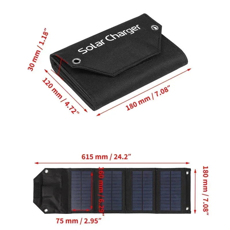 Folding Solar Panel 60W/80W/100W USB 5V Solar Charger Portable Solar Battery Power Bank for Outdoor Camping Hiking + Cable