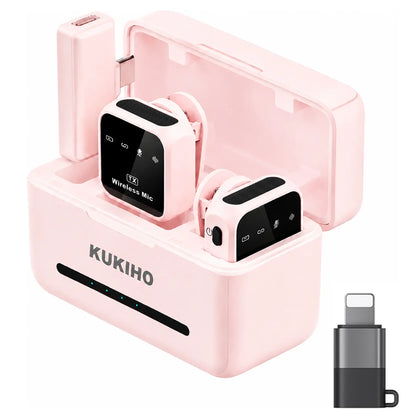Summer Sale！Kukiho Wireless Lavalier Microphone for Iphone Ipad Android with Charging Case Audio Smartphone Audio Smartphone
