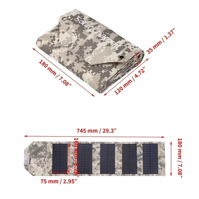 Folding Solar Panel 60W/80W/100W USB 5V Solar Charger Portable Solar Battery Power Bank for Outdoor Camping Hiking + Cable